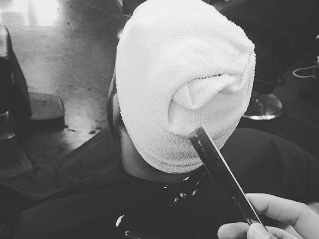Straight razor shave with hot towel at TCUTME Laurel MD